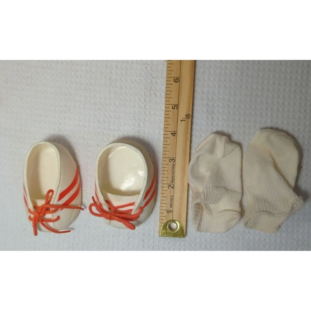 CPK cabbage patch kids Vintage Doll Shoes red stripes mesh shirt socks FLAWS